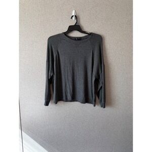 Billabong Women's Gray Raglan Sleeve Textured‎ Knit Long Sleeve Top M